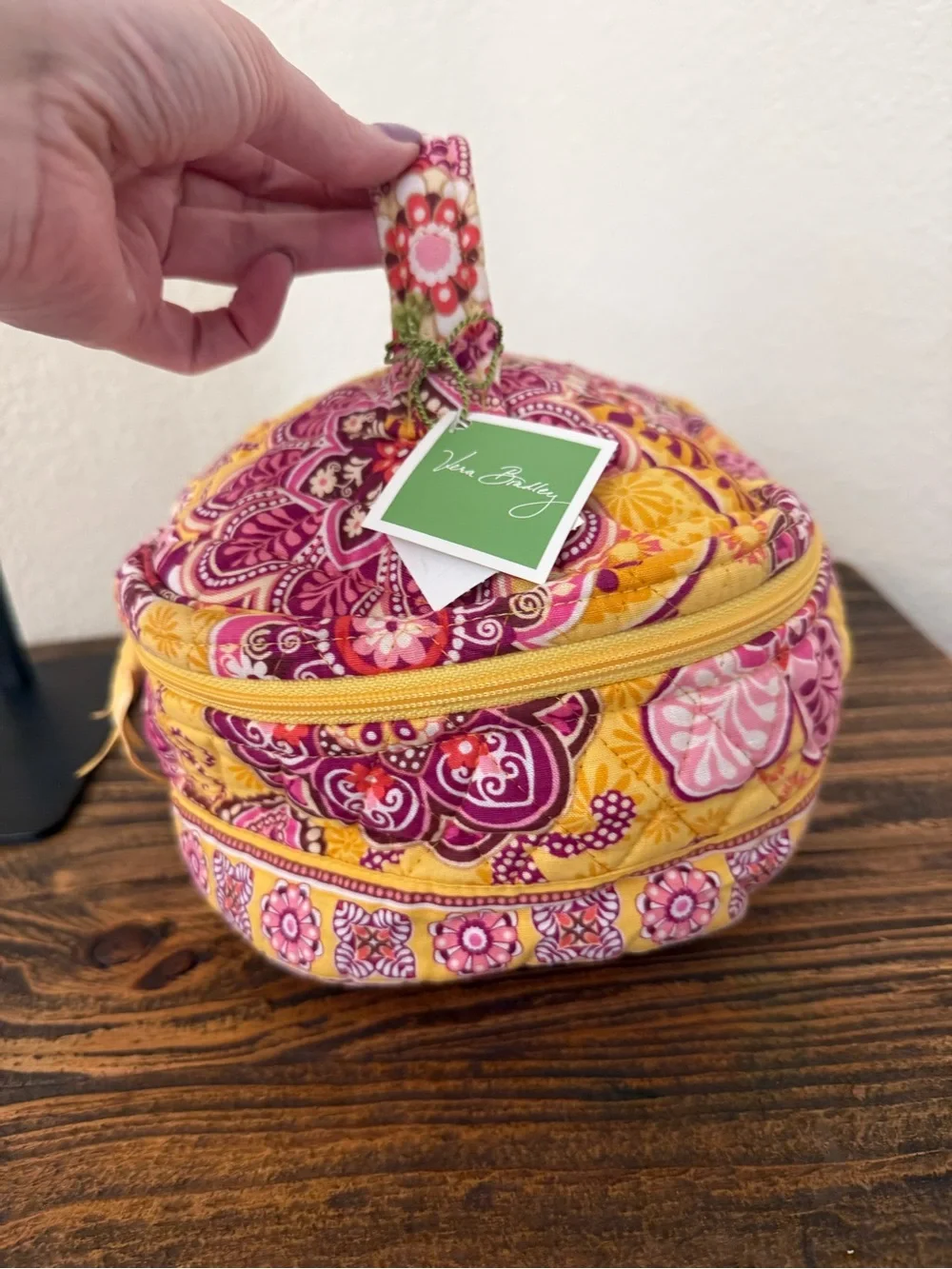 Vera Bradley Quilted Round Travel Cosmetic | Bali Gold | Retired